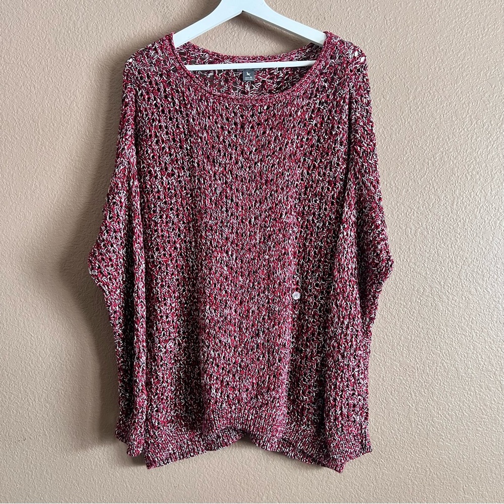 Eddie Bauer Red Open Knit Pullover Peakaboo Sweater Size XL NWT